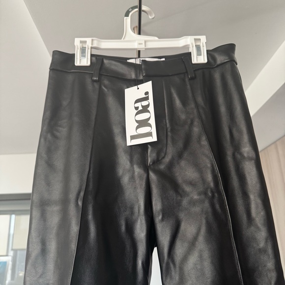 NWT Because of Alice BOA Black Leather Wide Leg Trousers Size M - Picture 6 of 11